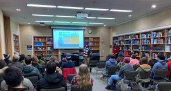 Adam Bad Wound gives a talk on the Mines campus