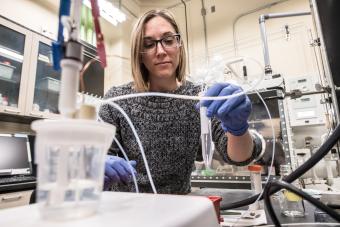 Lucy Metzroth working in the lab