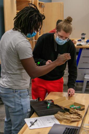 Students work in the geophysics makerspace