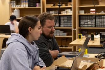 Students work in the geophysics makerspace.