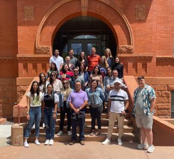 Group shot of the visiting scholars outside Engineering Hall