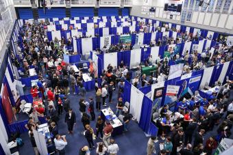 A bustling first day at Mines Career Day.