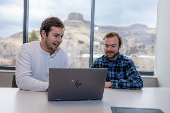 James Bauer, founder and CEO of Venvee, and his colleague Chris Mahon work in the Beck Venture Center.