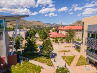 Aerial photo of Mines campus during summer