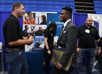 Students speak with employers at Mines Career Days