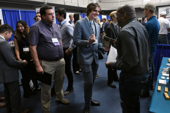 Students speak with employers at Mines Career Days