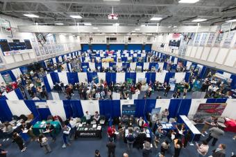 overhead shot of lockridge arena during career days