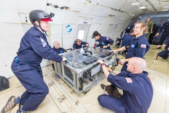 Mines researchers on parabolic flight