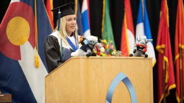 Gracie Cole gives student address during Fall 2020 commencement