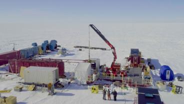 aerial image of Antarctic core retrieval