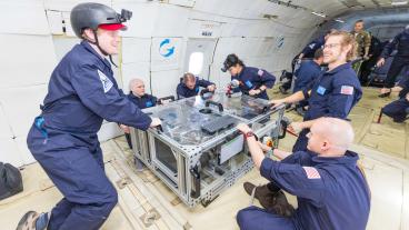 Mines researchers on parabolic flight