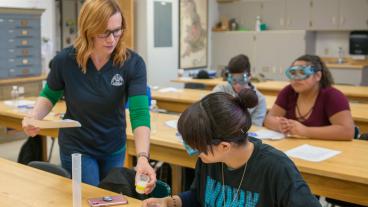 Alameda High School students learn about chemical reactions at Colorado School of Mines.