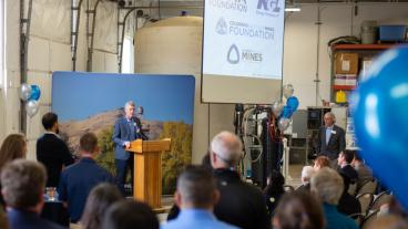 President Paul C. Johnson speaks at the WEST Water Hub grand opening