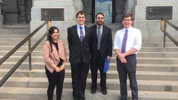 Vanessa Linero, Jarrod Gogolski, Ryan Collette and Ian Wilkinson visit the state Capitol to speak with legislators.
