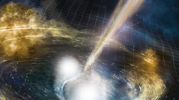 Artist's rendering of two merging neutron stars