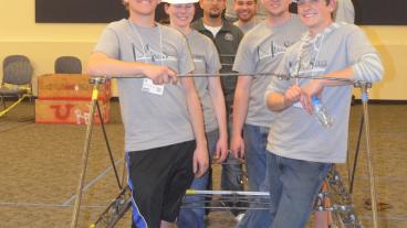 The senior design team, Mines Steel Standing, received first place in the Steel Bridge competition. (Photo Credit: Susan Coffey)