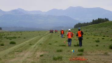 On the ground in geophysics field camp.