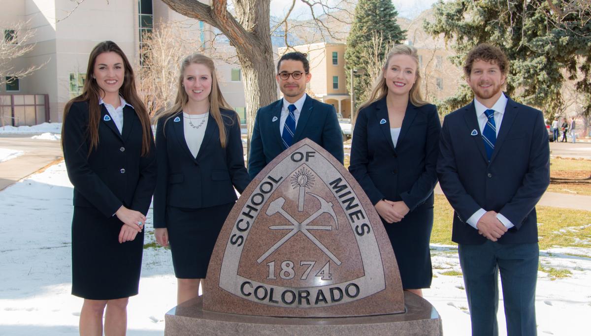 The 2017 Colorado School of Mines IBA team. Left to right: Lauren Bane, Brittany Abbuhl, Sebastian Cardona, Jacquelyn Daves, Matthew Huels.