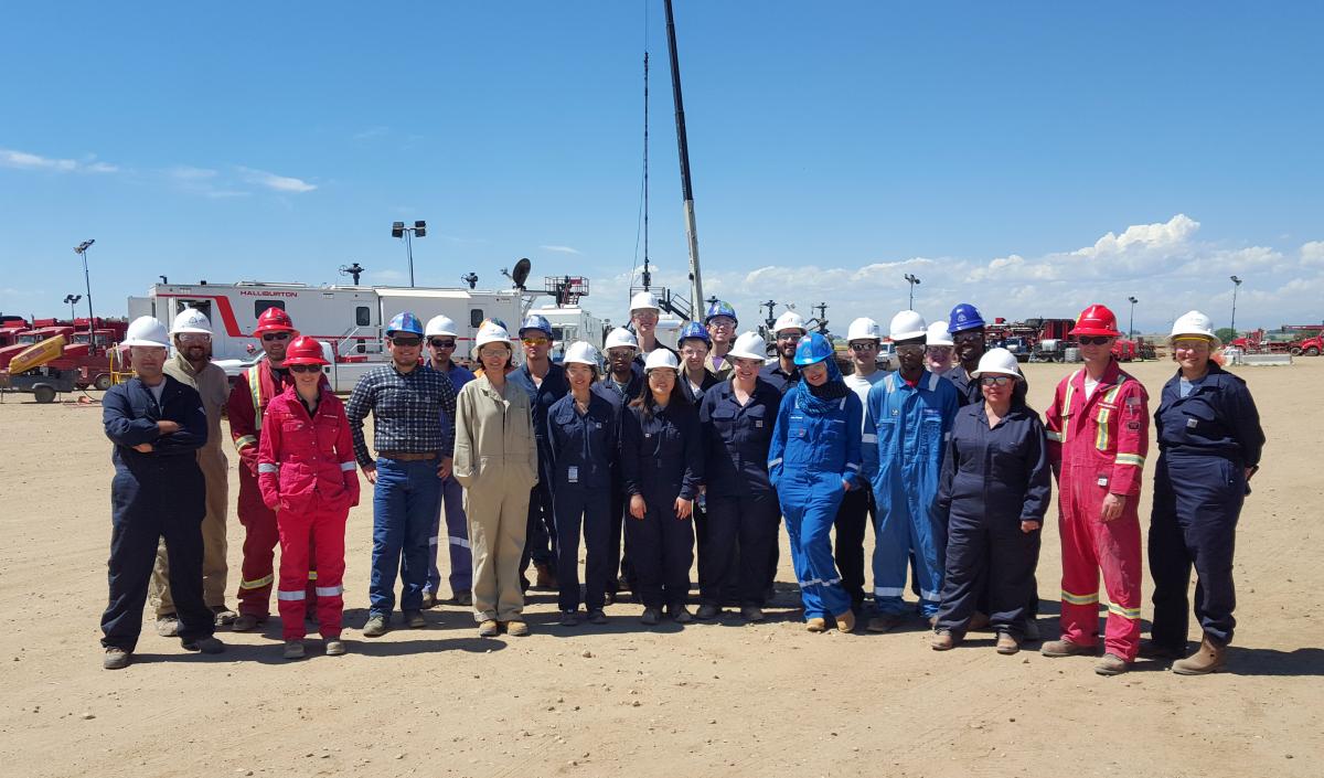 Students in the "Hydraulic Fracture Design and Refracturing Treatments" externships visited a Halliburton oil field.